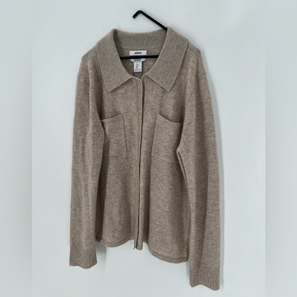 Jason Wu Cashmere Button Down Collared Patch Pocket Shirt Sweater Cardigan - Picture 3 of 8